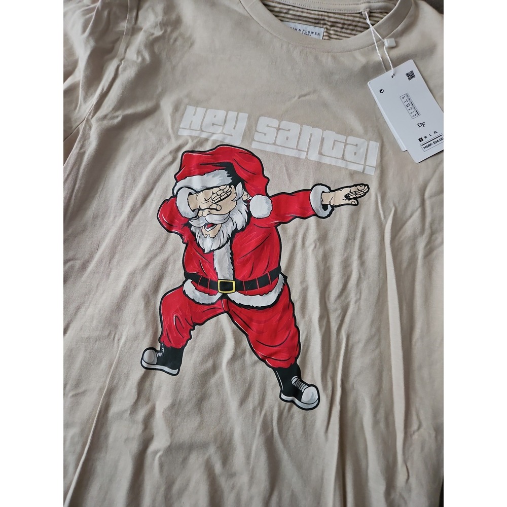 Denim and Flower Mens Santa Shirt Size Small